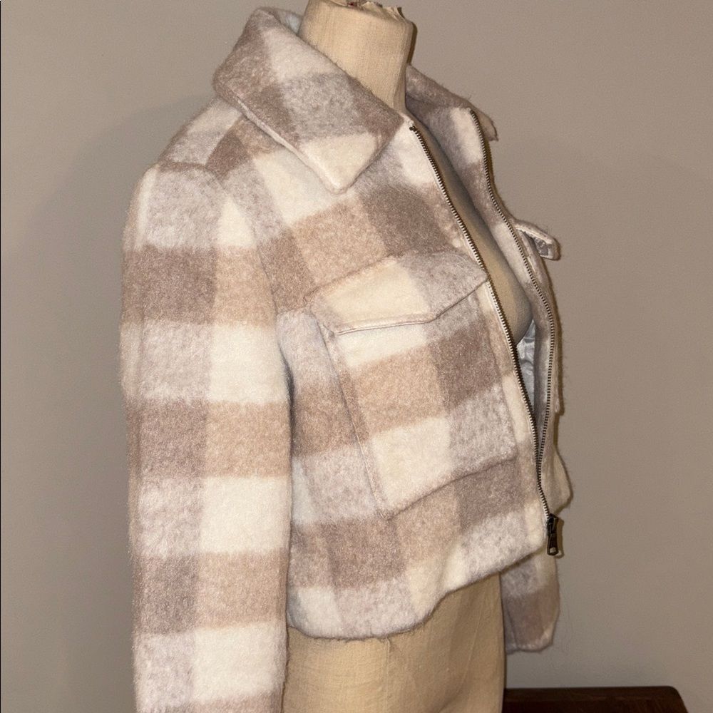 NWT BANANA REPUBLIC PLAID BOUCLE CROPPED JACKET SIZE S PETITE - Picture 4 of 12